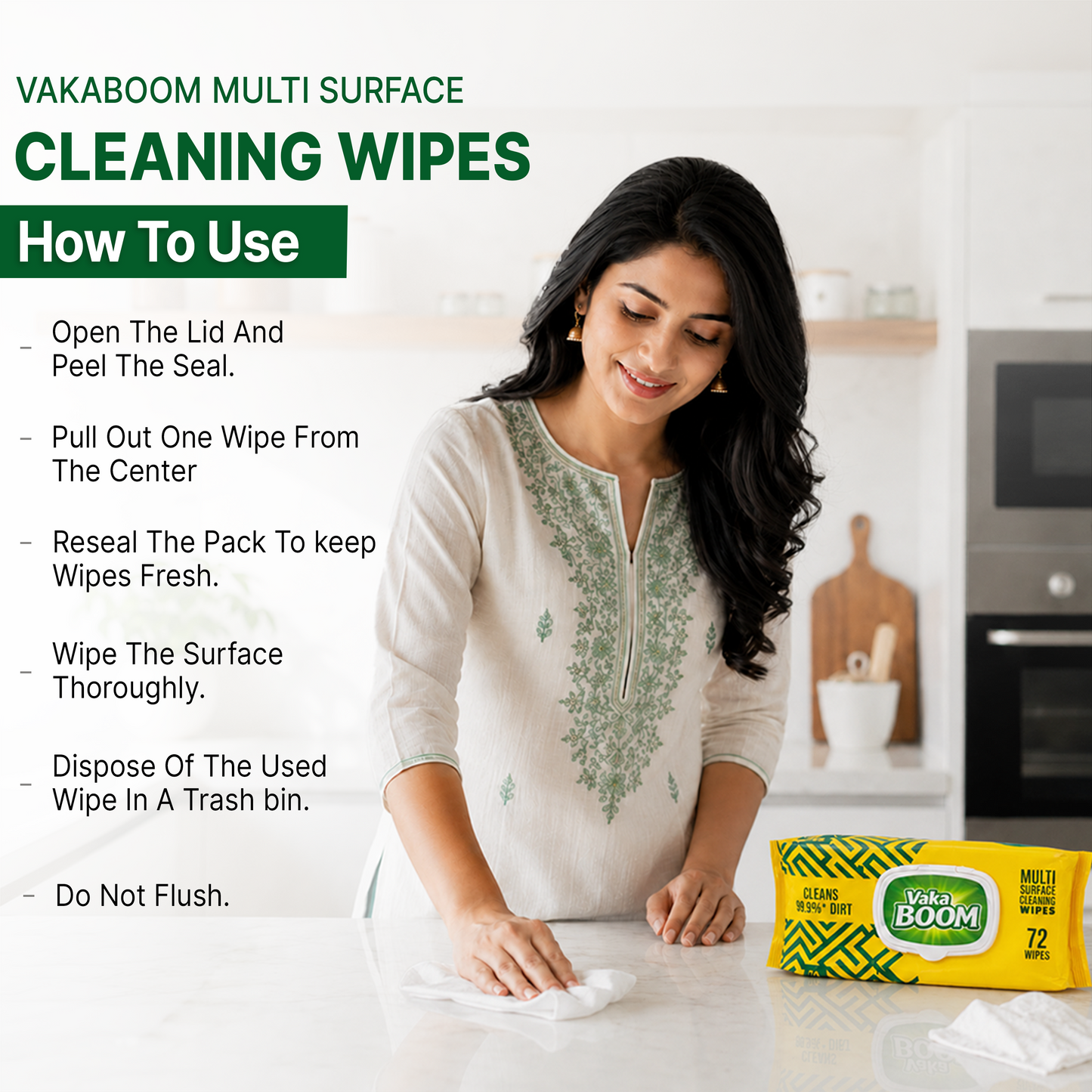 VAKABOOM Multi Surface Cleaning Wipes – 72 Wipes